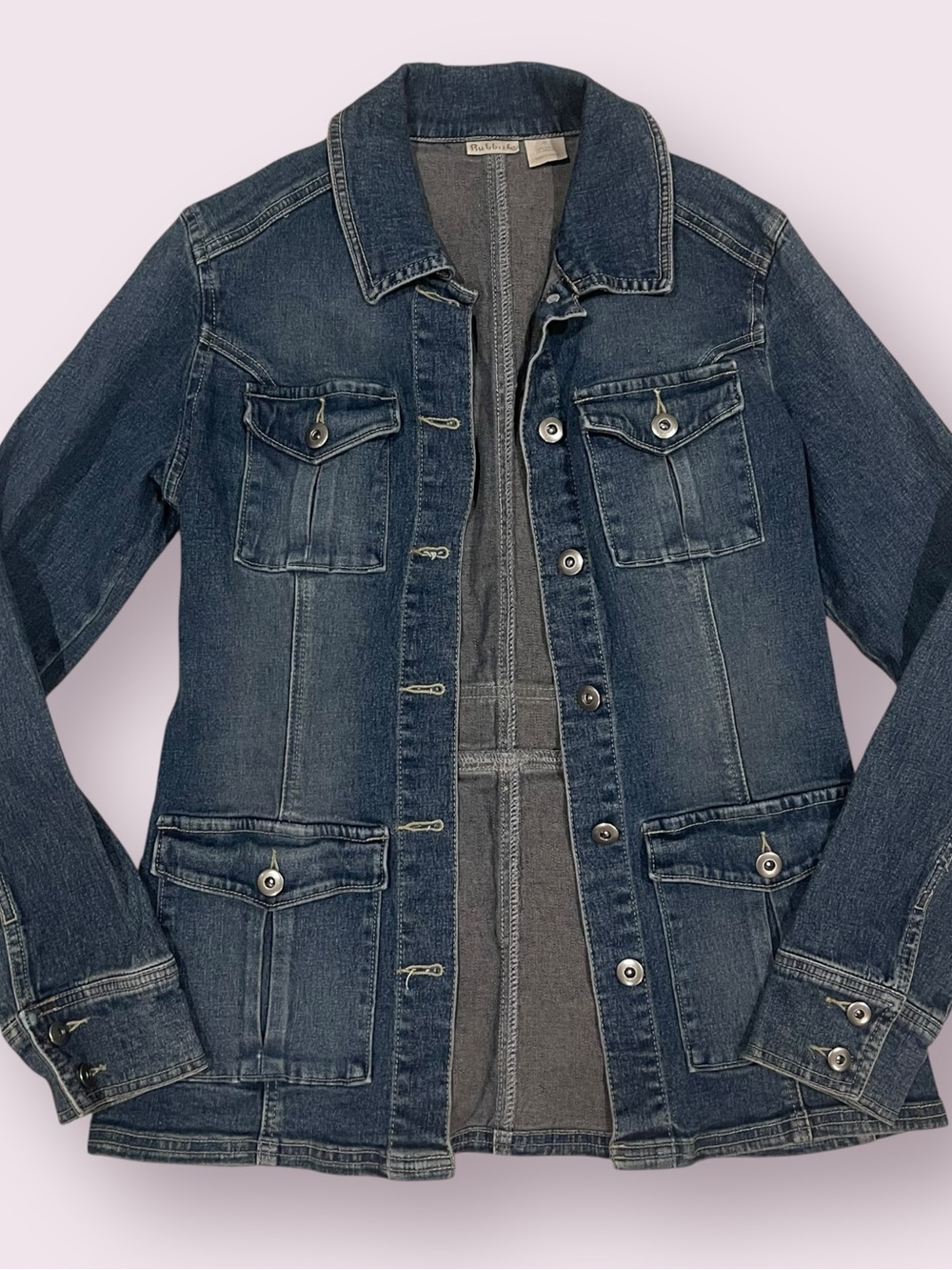 Dark Wash Vintage 2000s longline denim jacket - Picture 5 of 6